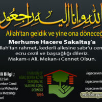 Hacere Sakaltaş Vefat Haberi