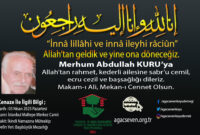 Abdullah Kuru Vefat Haberi